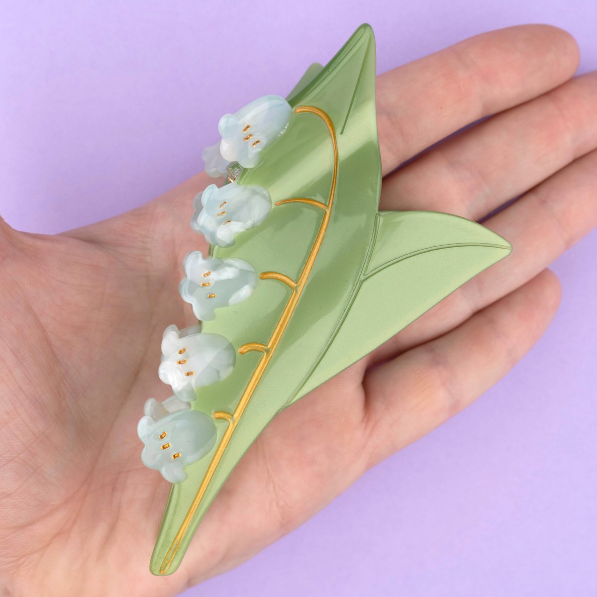 Pince à cheveux MUGUET vert et blanc, COUCOU SUZETTE