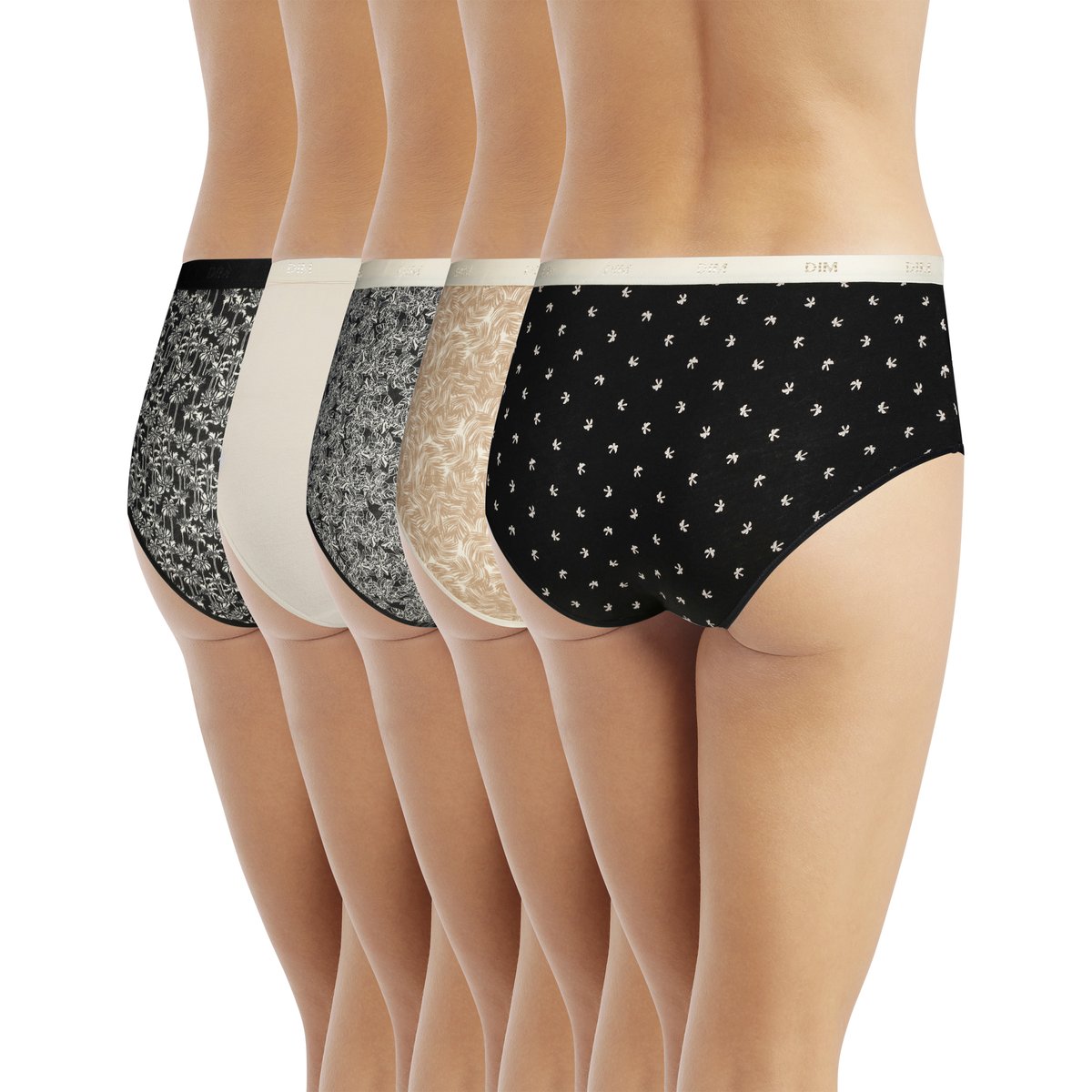 Lot de 5 Shorties Les Pockets Coton noir, DIM