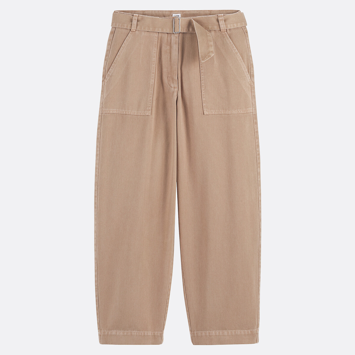 Pantalon large coupe barrel avec ceinture beige camel, LA REDOUTE COLLECTIONS