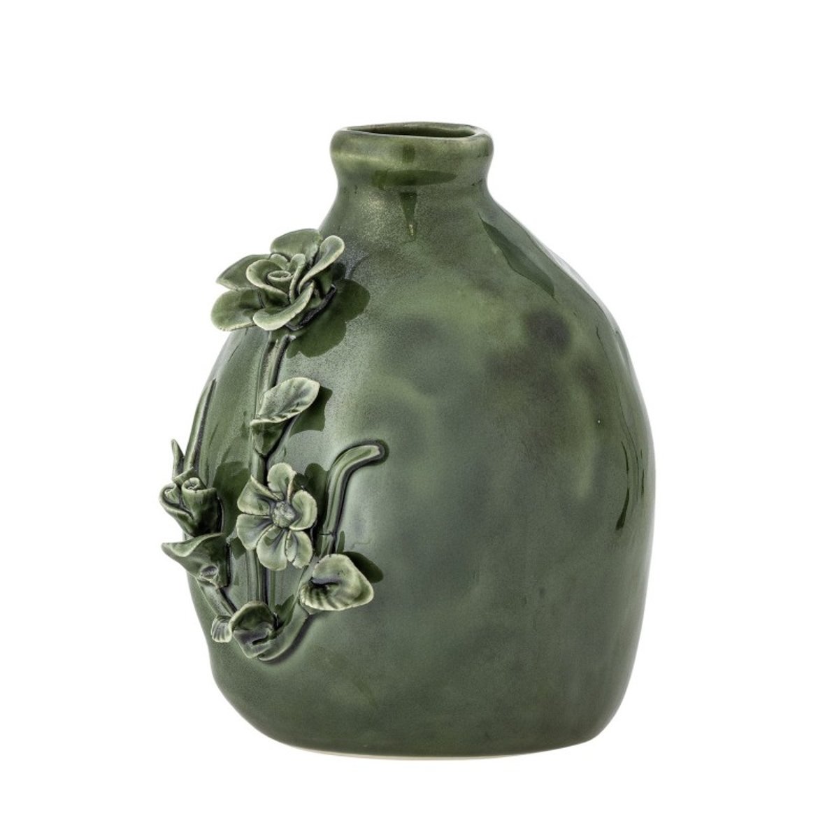Petit vase grès fleurs sculptées Ramia vert, BLOOMINGVILLE