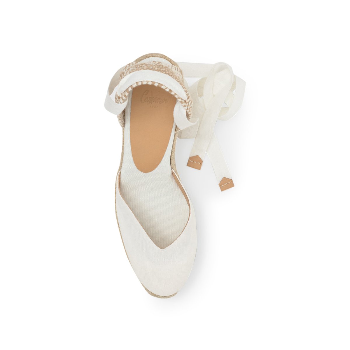 Espadrilles compensées en jute tressée à découpe en V CHIARA PLATFORM blanc, CASTANER