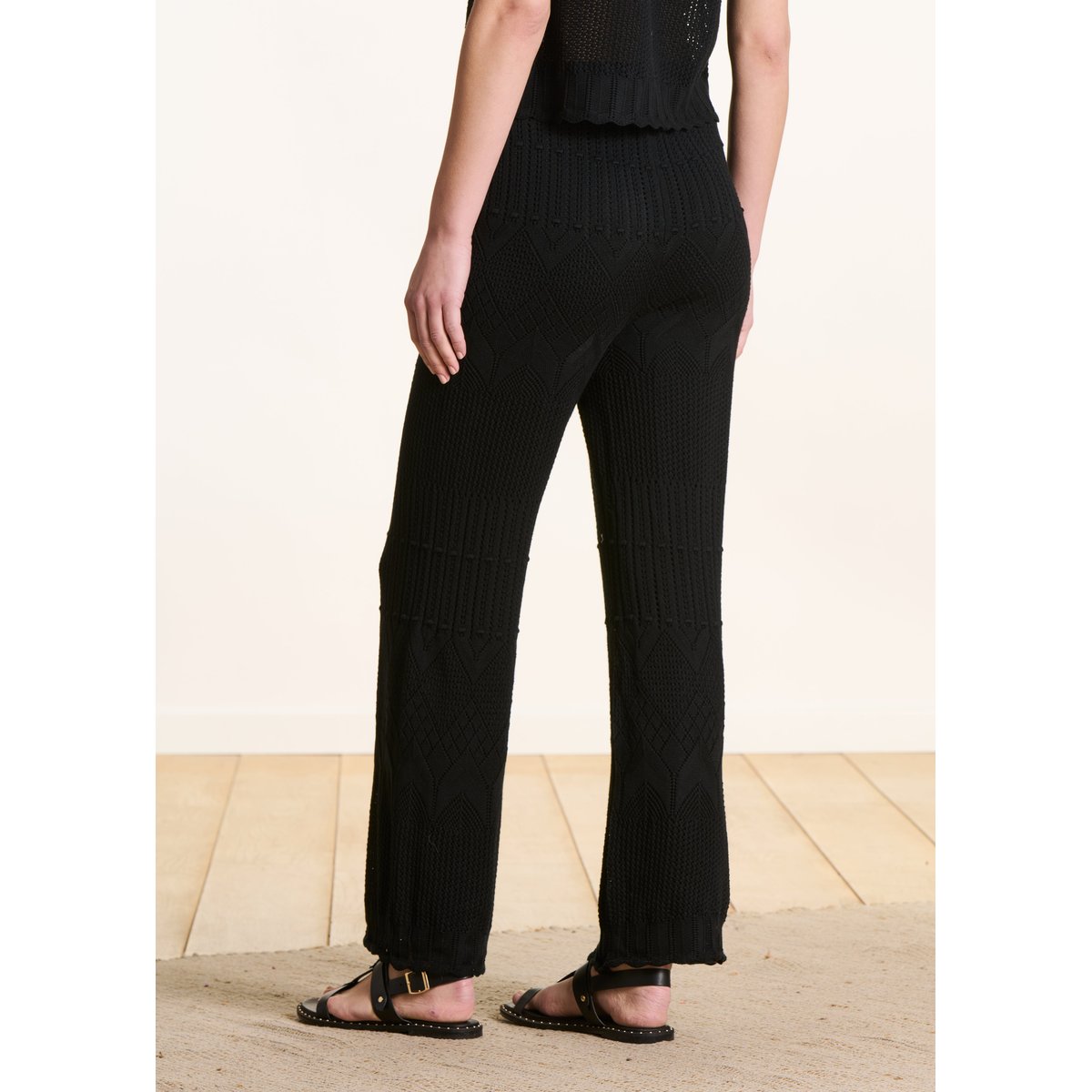 Pantalon en maille pointelle doublé noir, LA FEE MARABOUTEE