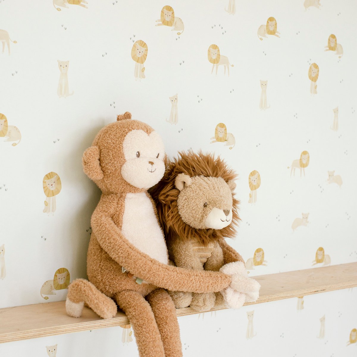 Papier peint pour enfant Safari, les petits lions beige orangé, LITTLE DUTCH