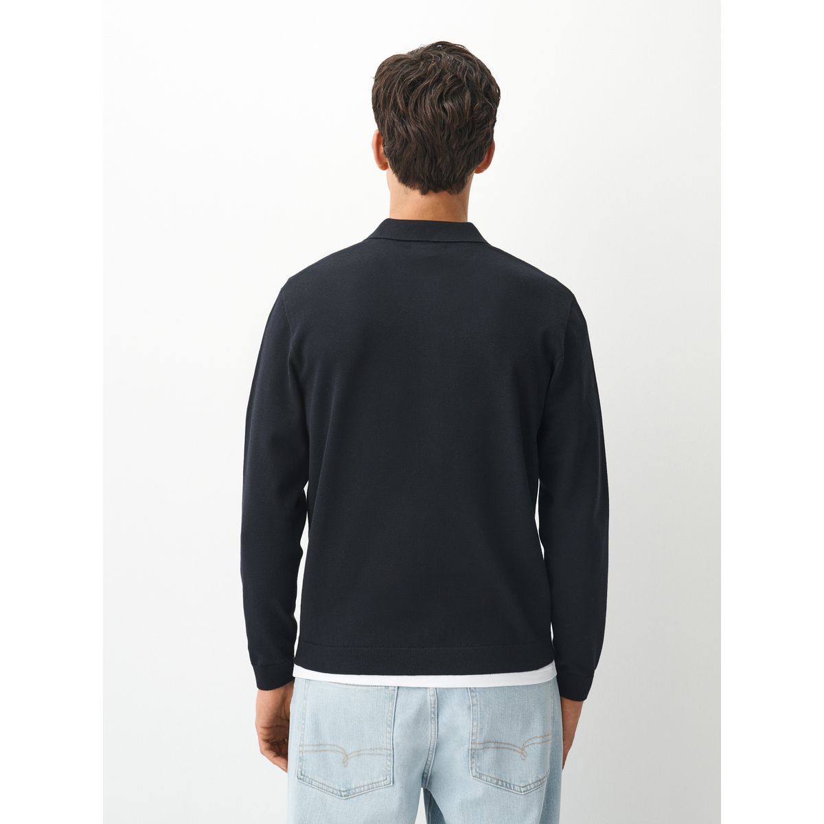 Polo en maille essential bleu marine, NEXT