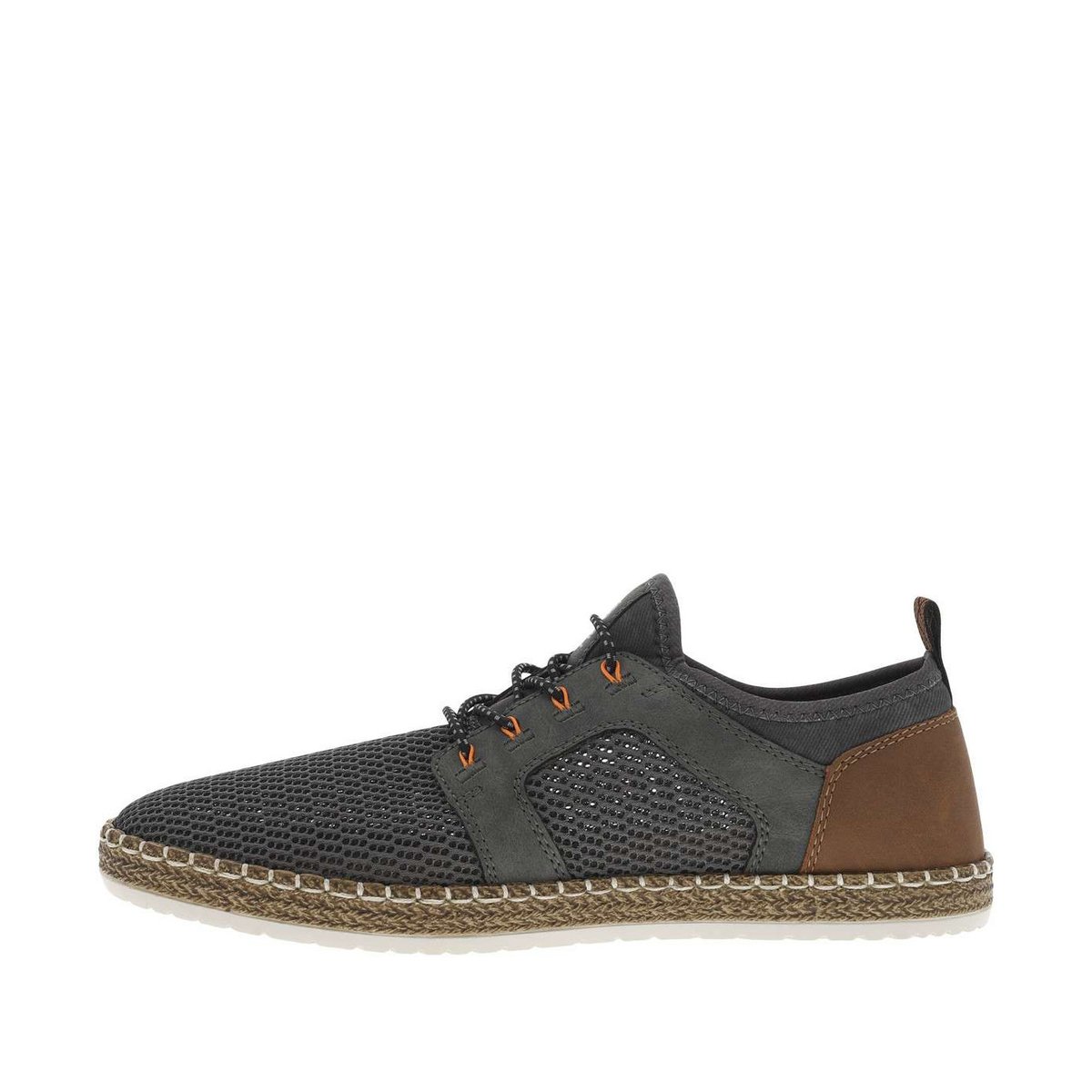 Sneakers en filet ajouré grises anthracite à semelle plate beige anthracite, RIEKER