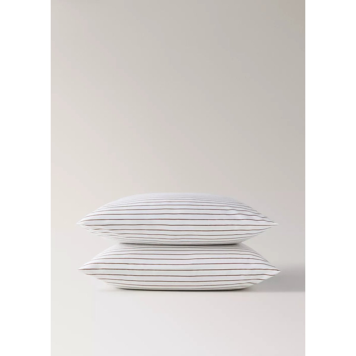 Taie d'oreiller 100 % percale de coton à rayures 60 x 60 cm café, MANGO HOME