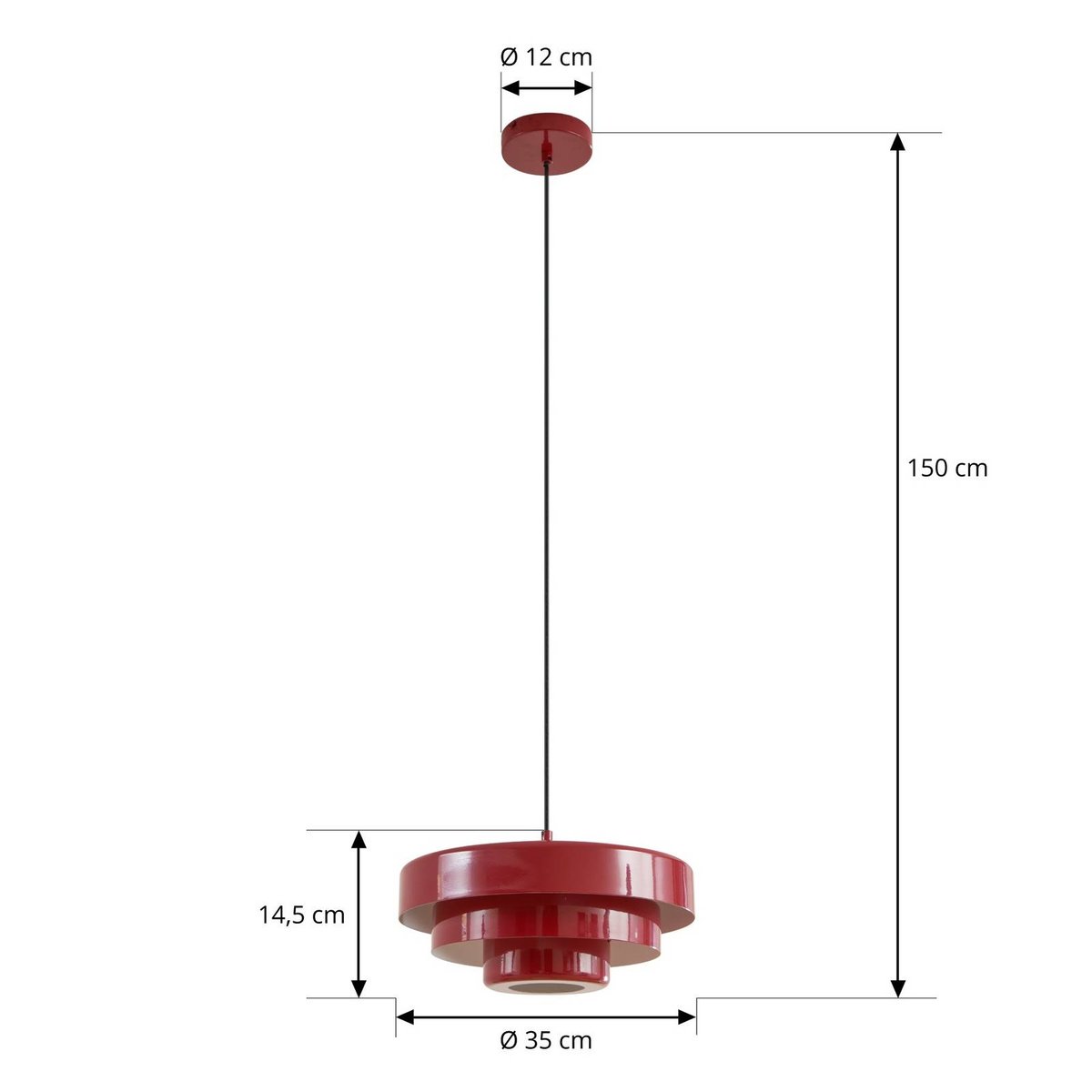 Suspension en métal vintage, Tivra rouge, LINDBY