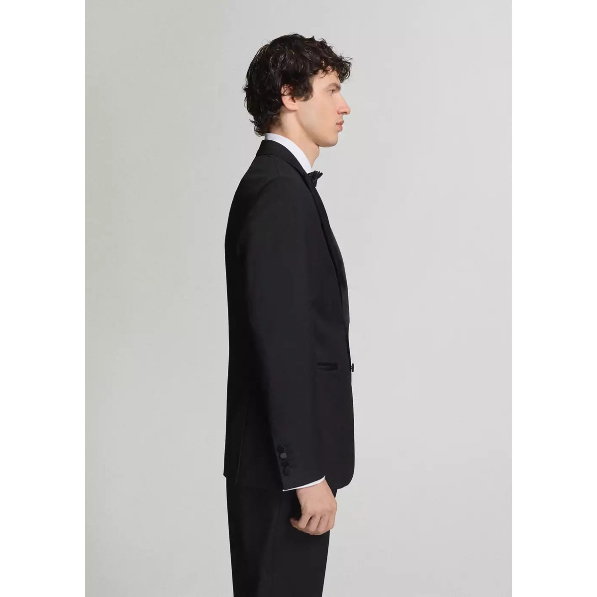 Veste de costume smoking à revers en satin, coupe slim fit noir, MANGO MAN