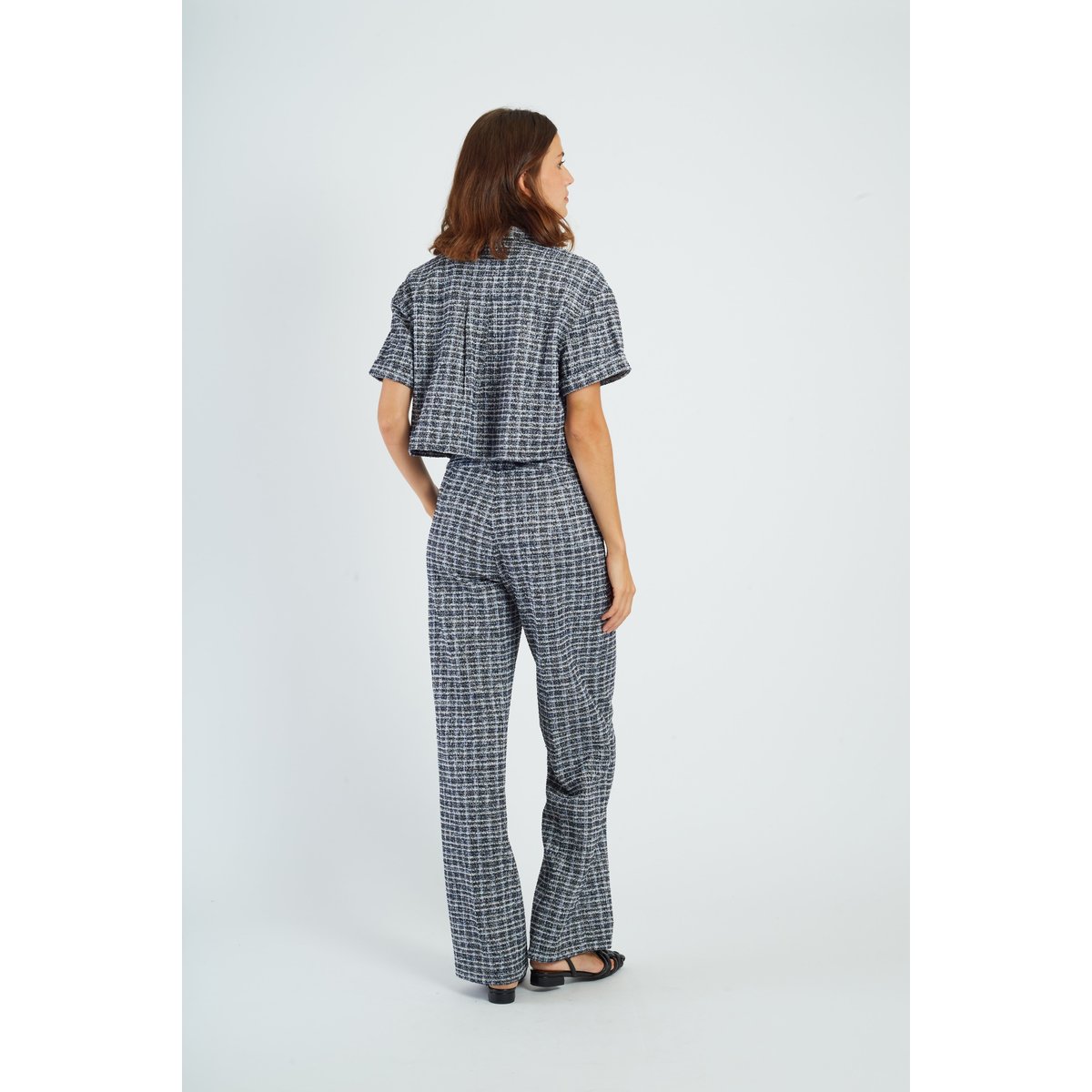 Pantalon droit en tweed BARCELONE marine, DERHY