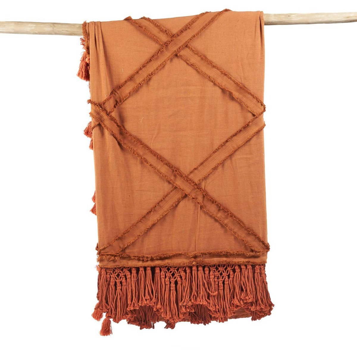 Plaid en coton BERBER rouille, BAZAR BIZAR