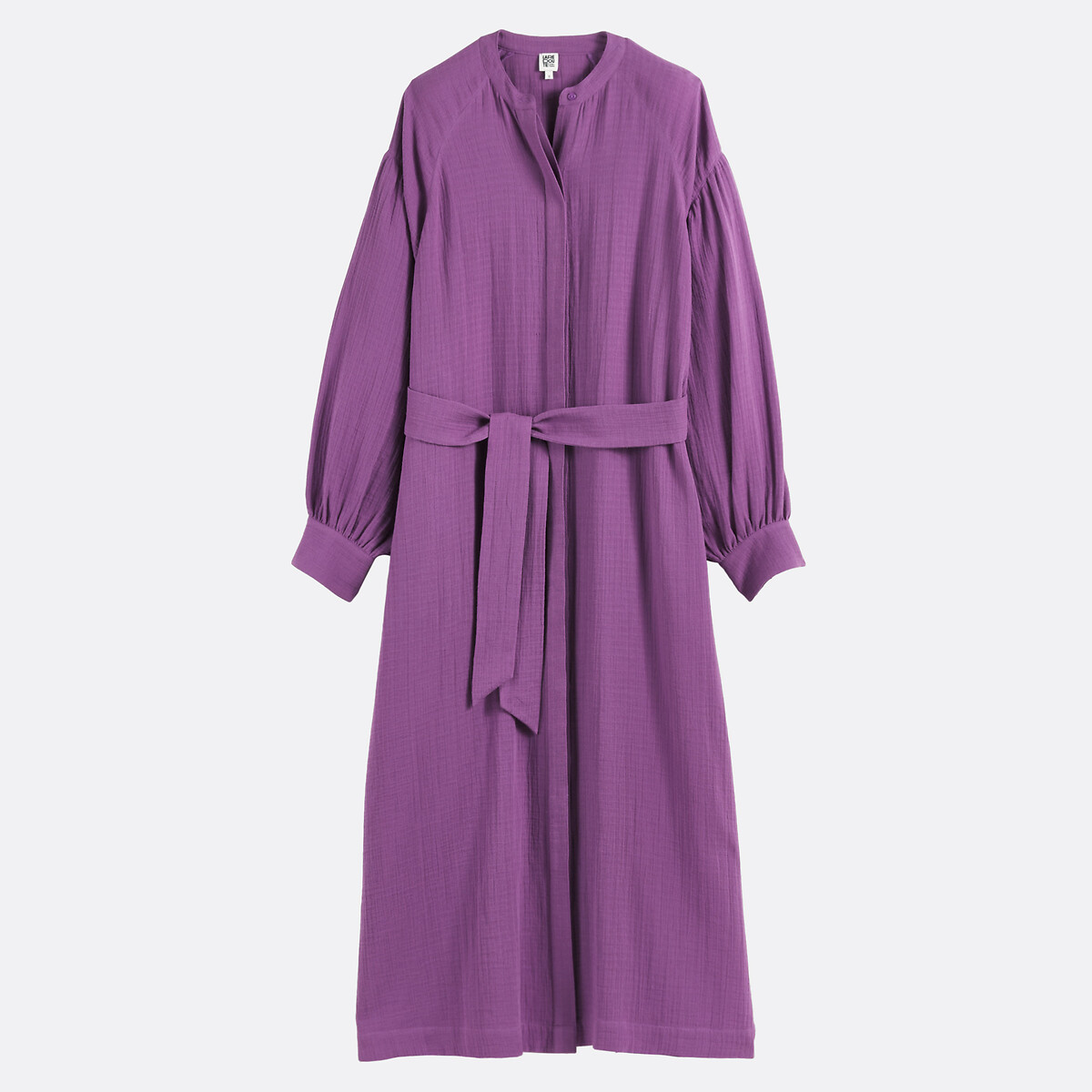 Robe longue manches longues ceinturée violet, LA REDOUTE COLLECTIONS