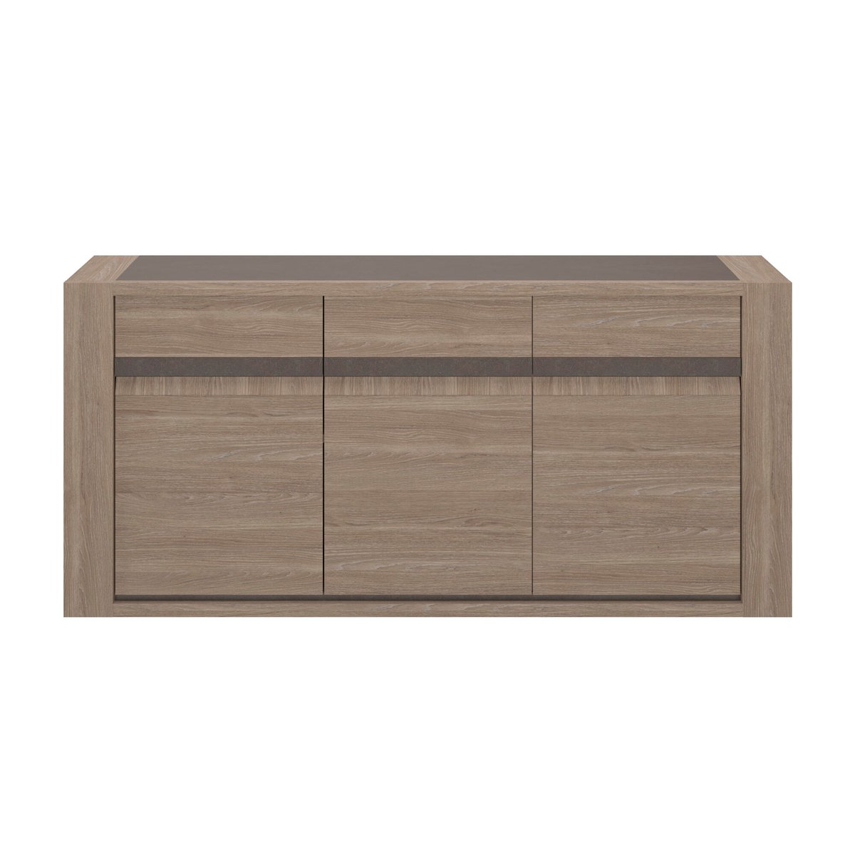 Buffet 3 portes 190cm reed avec 2 tablettes beige, GAMI
