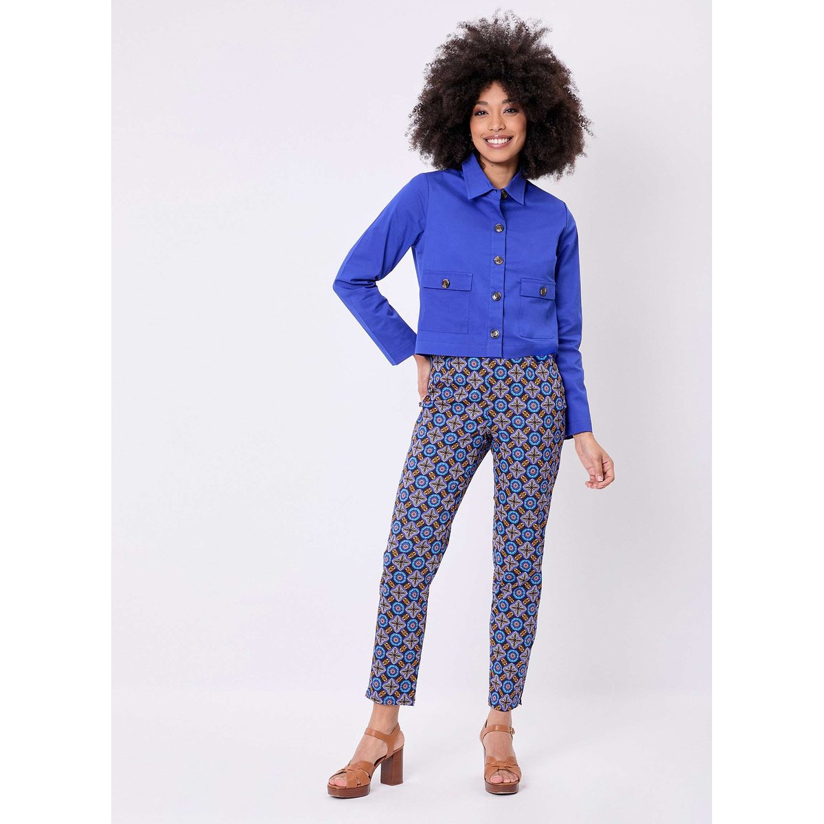 Pantalon cigarette 7/8ème coton stretch WENDY bleu nuit na, PRINCESSE NOMADE