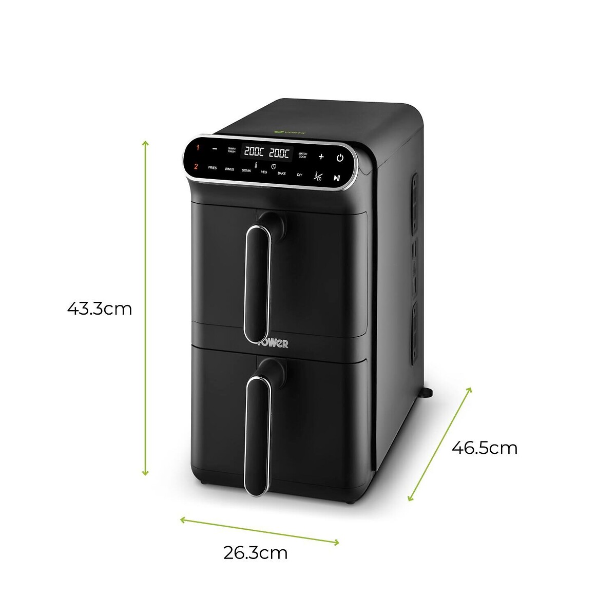 Vortx 11L Dual Layer Air Fryer - T17190 black, TOWER