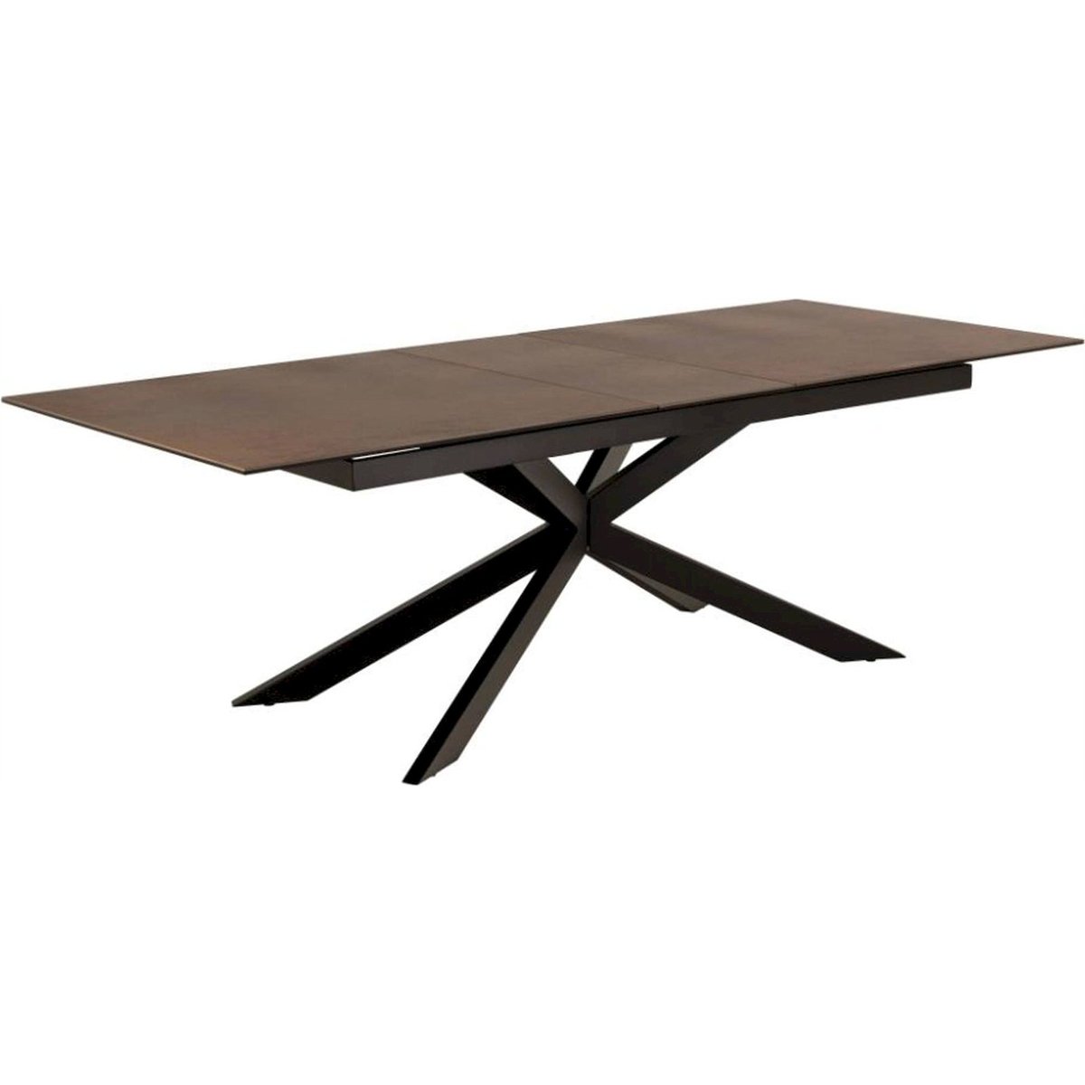 Table à manger extensible céramique SHIMESS brun effet rouille et noir, RECOLLECTION