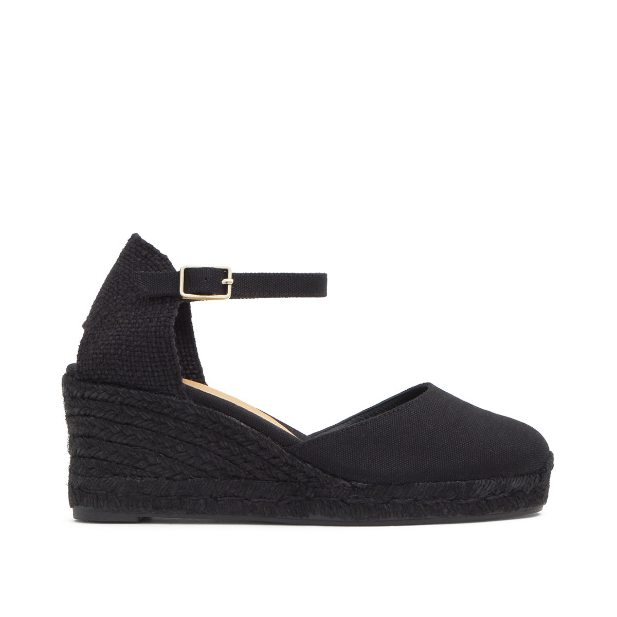 Espadrilles compensées à bride cheville et talon tressé CAROL PLATFORM noir foncé, CASTANER