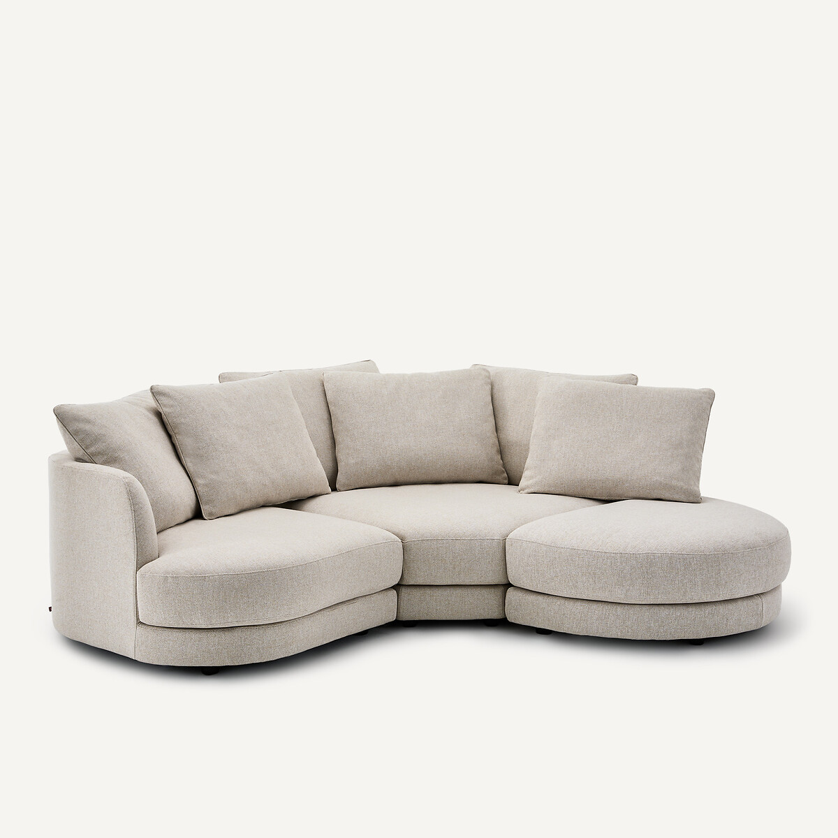 Demi-canapé gauche, arrondi, modulable en tweedé, TIBERIO ivoire, AM.PM