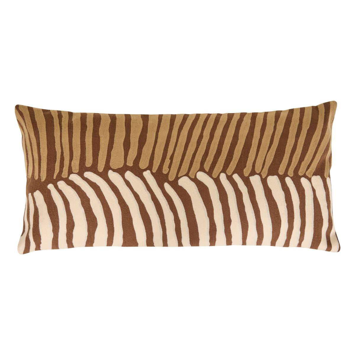 Coussin en coton brodé déhoussable HARY marron, ATMOSPHERA