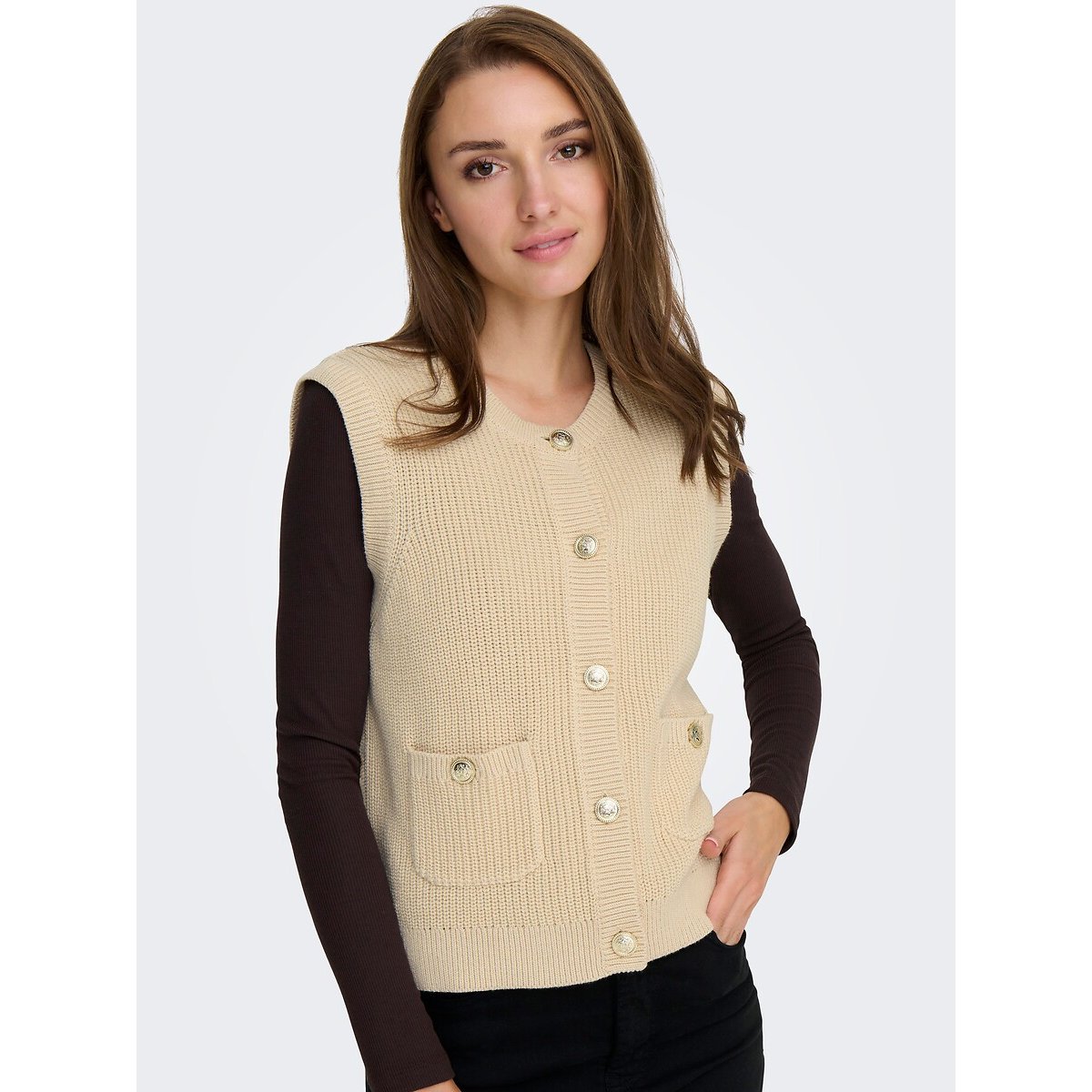 Gilet senza maniche abbottonato ecru , JDY