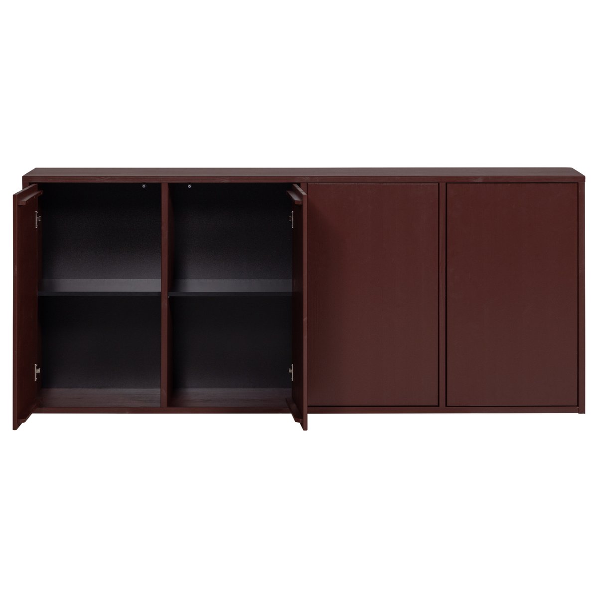 Buffet en bois de pin MEREL rouge bordeaux, WOOOD