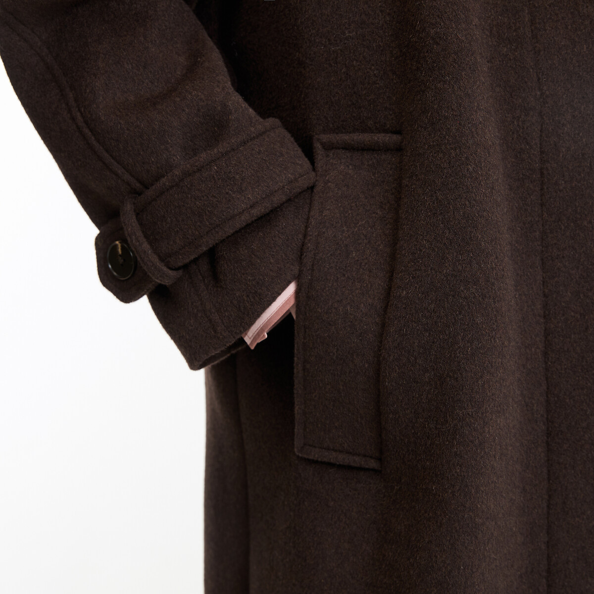 Manteau drap de laine mélangée, Signature ISIDORE marron chocolat, LA REDOUTE COLLECTIONS