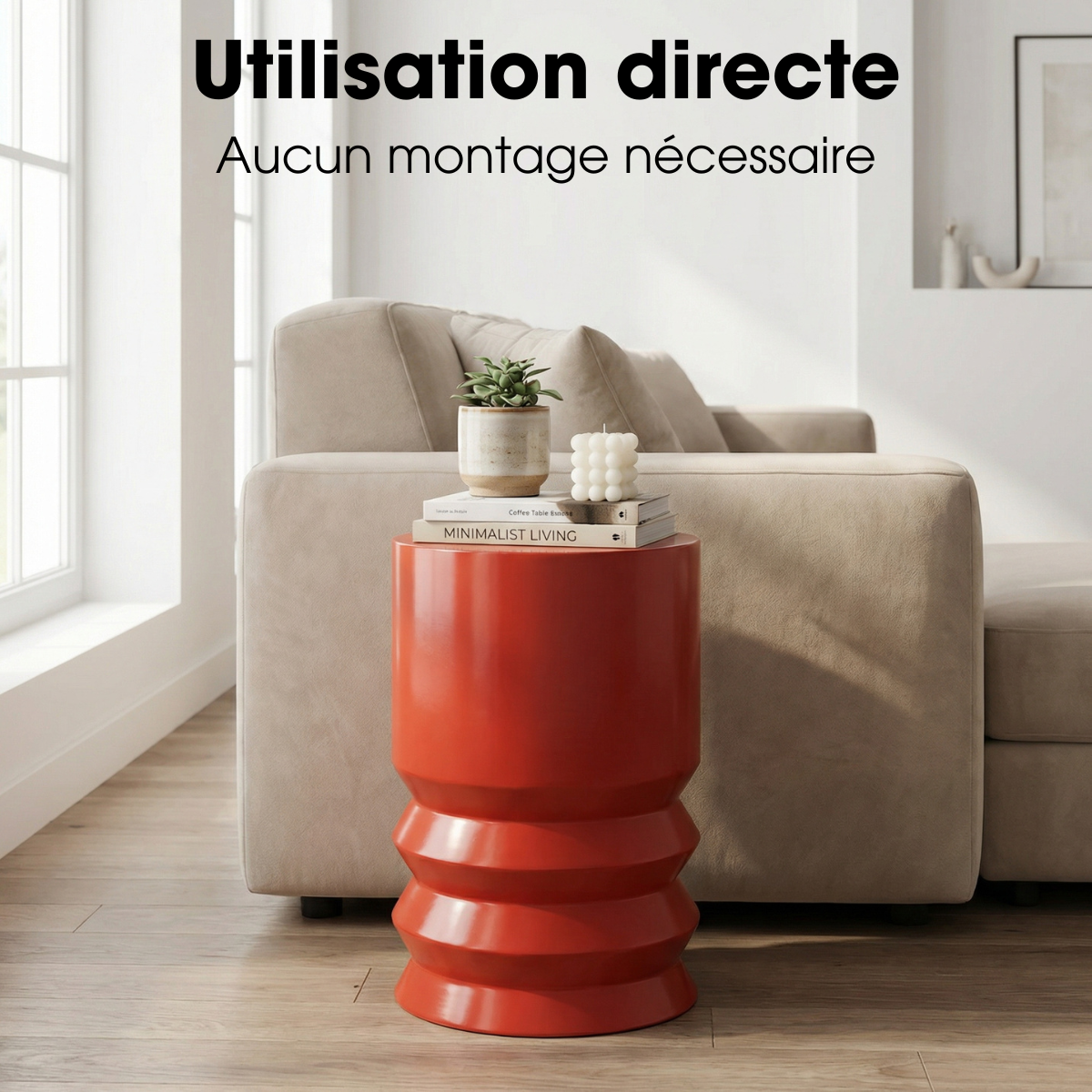 Table D'appoint MART rouge, MICA DECORATIONS