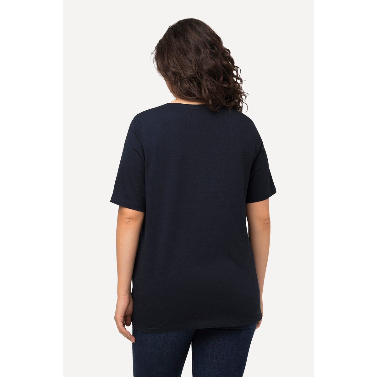 T-shirt de Noël à manches courtes et col V marine, ULLA POPKEN