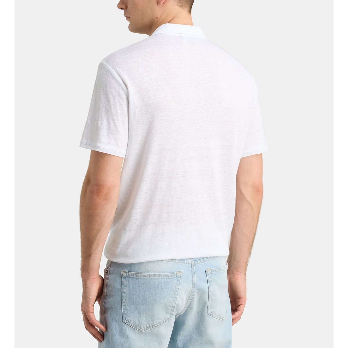 Polo droit léger rolin en lin européen™ blanc, GALERIES LAFAYETTE