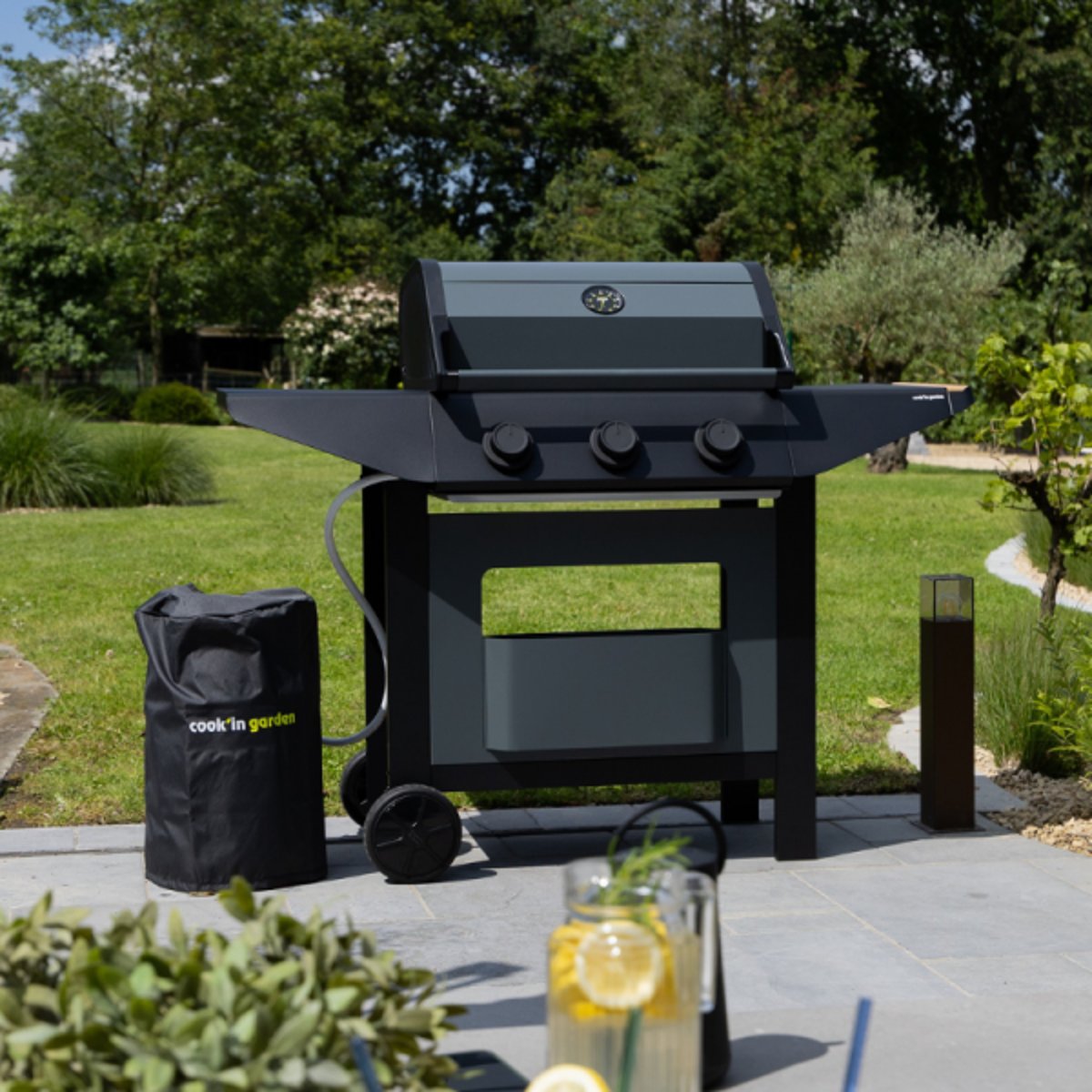Barbecue Gaz, BURN noir, COOK IN GARDEN