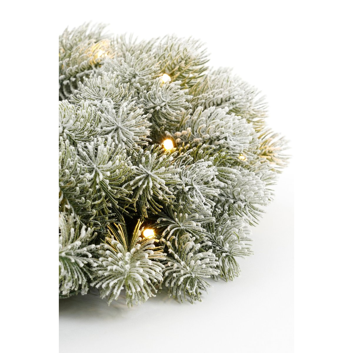 Couronne de Noël enneigée avec LED Ø60 cm NAGOYA vert, BLACK BOX TREES
