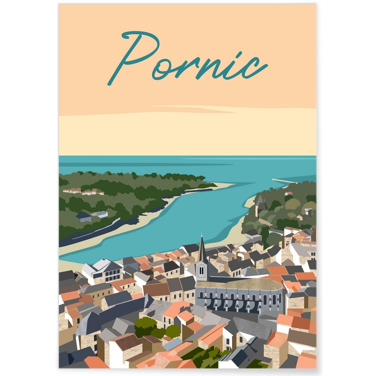 Affiche ville Pornic 2 blanc, L'AFFICHERIE