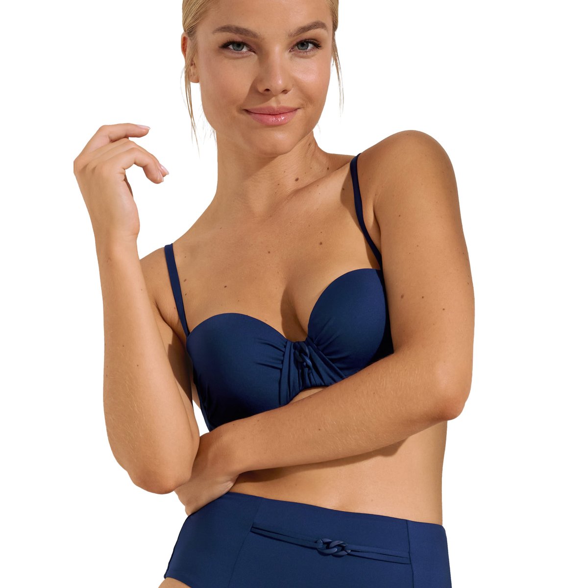 Haut maillot de bain bandeau balconnet préformé Palma bleu marine, LISCA