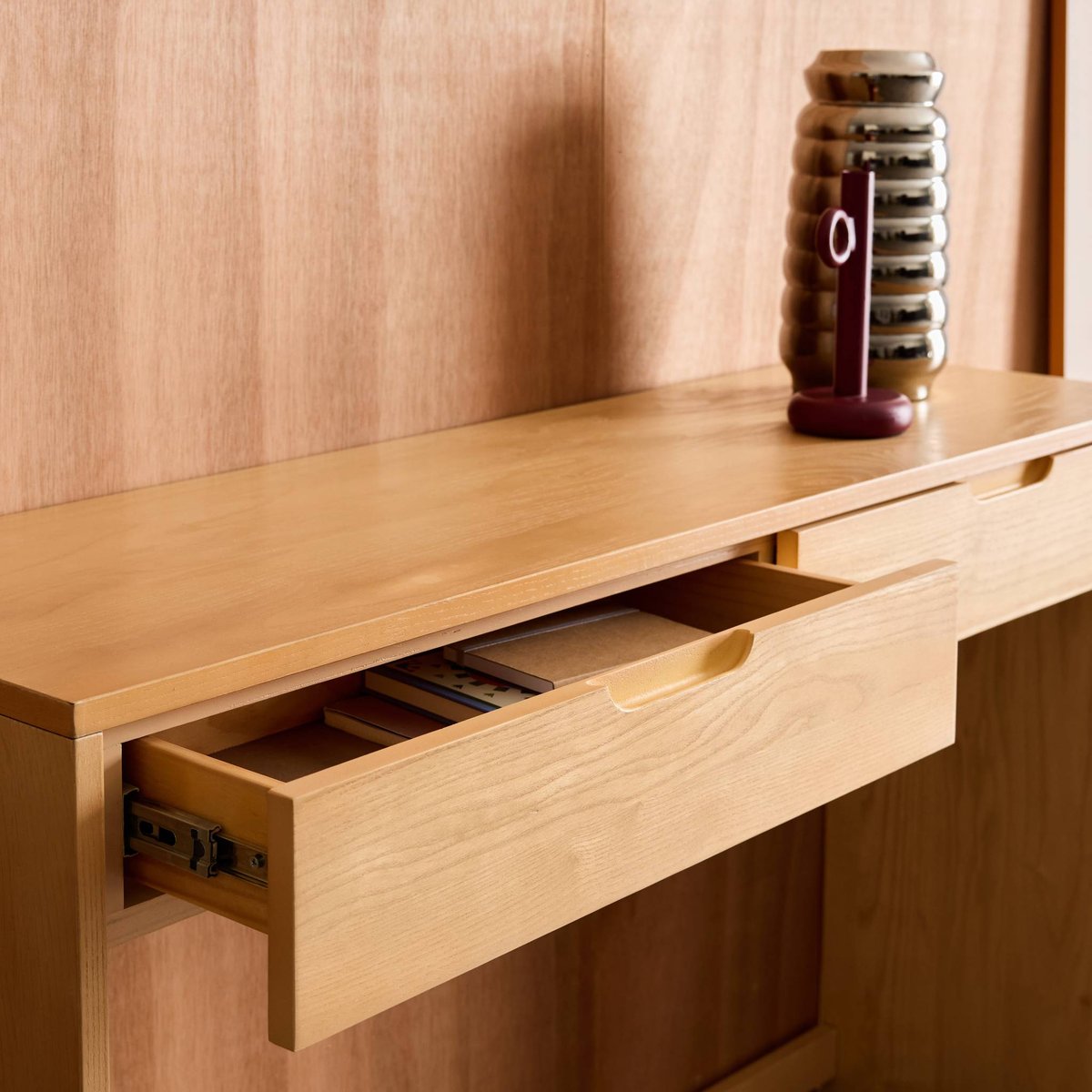 Console décor bois 2 tiroirs TANIA naturel, SWEEEK