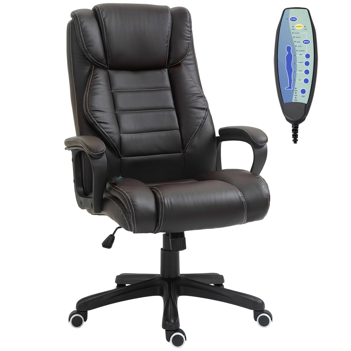 fauteuil de bureau avec fonction massage brun, HOMCOM