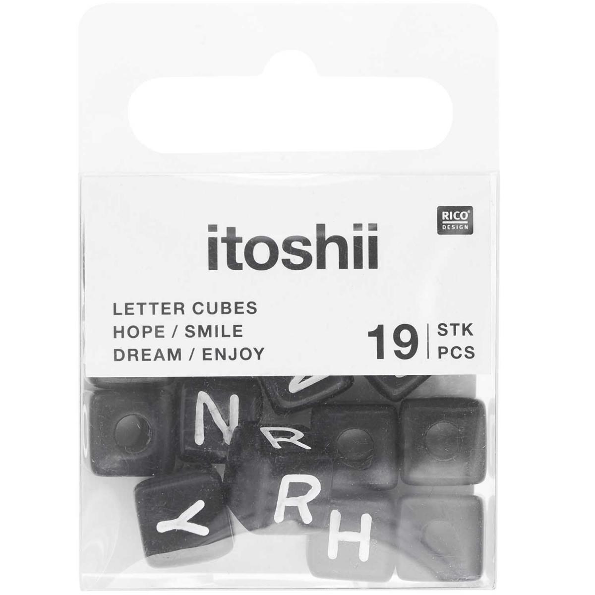 Itoshii parck de 19 perles ponii noires hope smile dream enjoy couleur unique, RICO DESIGN