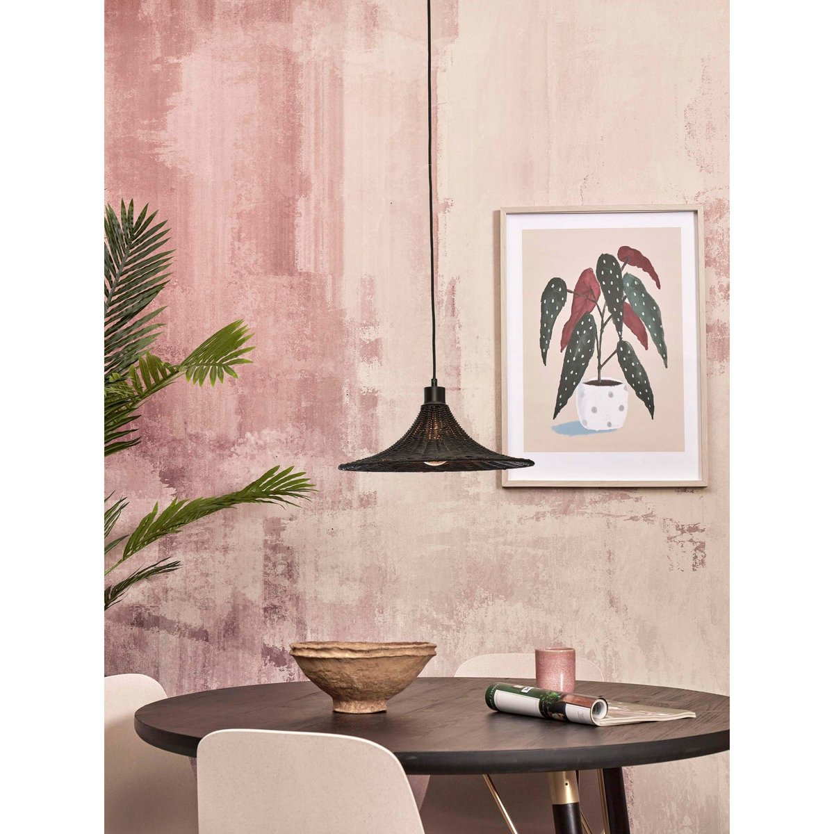 Lampe Suspendue Rotin BORABORA noir, GOOD & MOJO