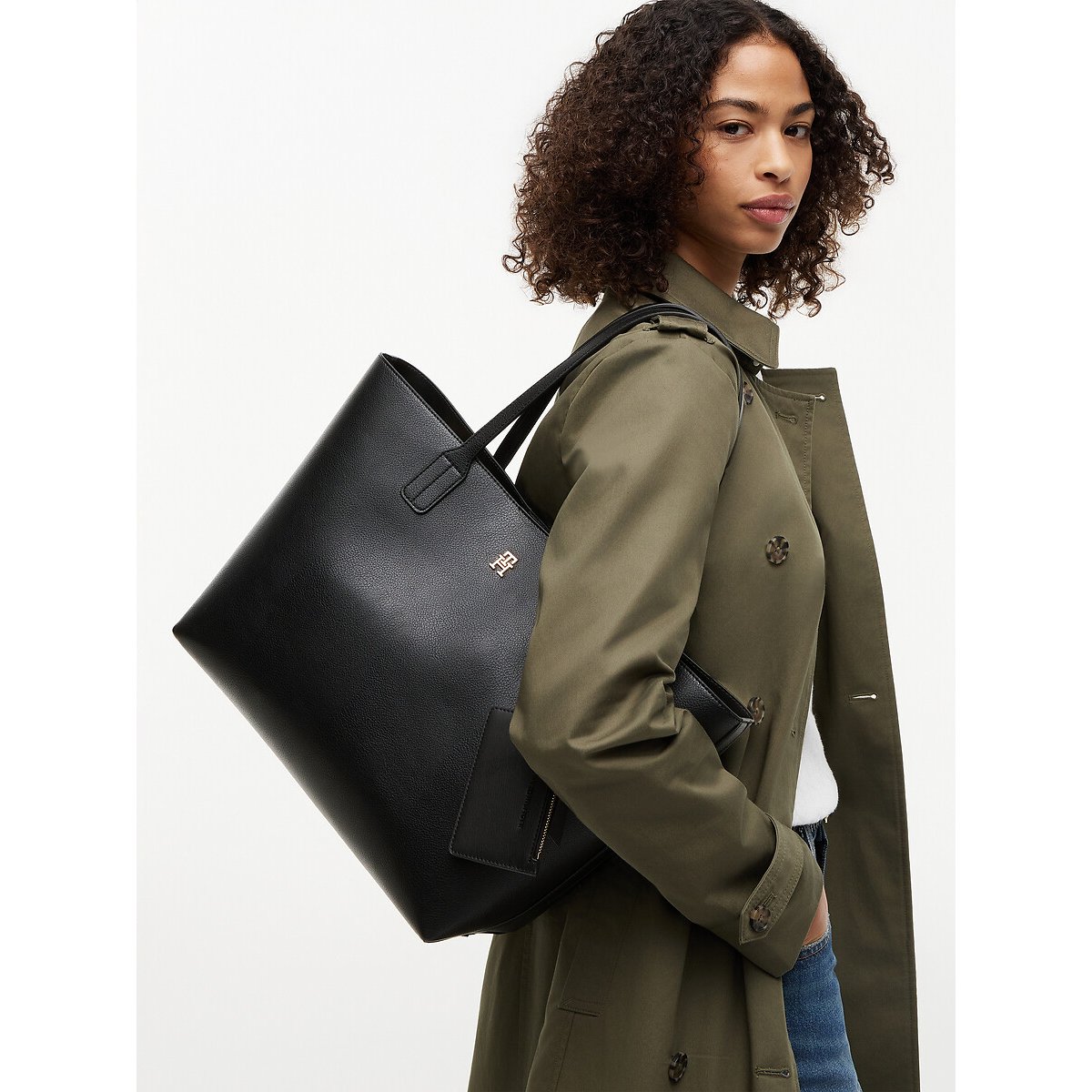 Grained Effect Tote Bag black, TOMMY HILFIGER