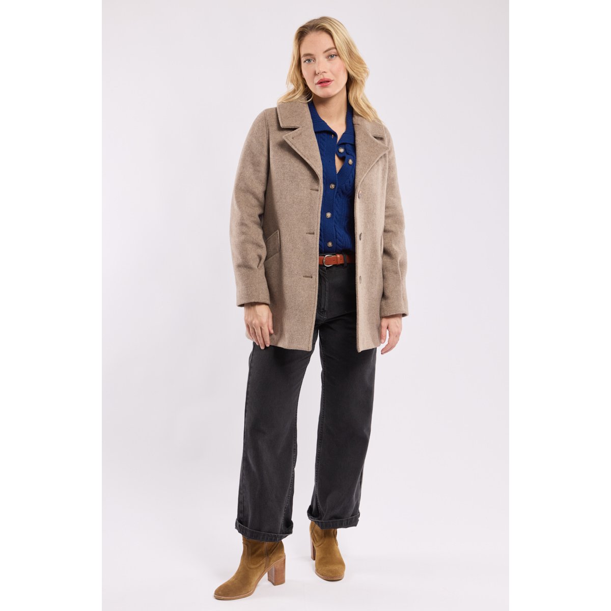 Caban boutonné en drap de laine rapa, ARMOR-LUX