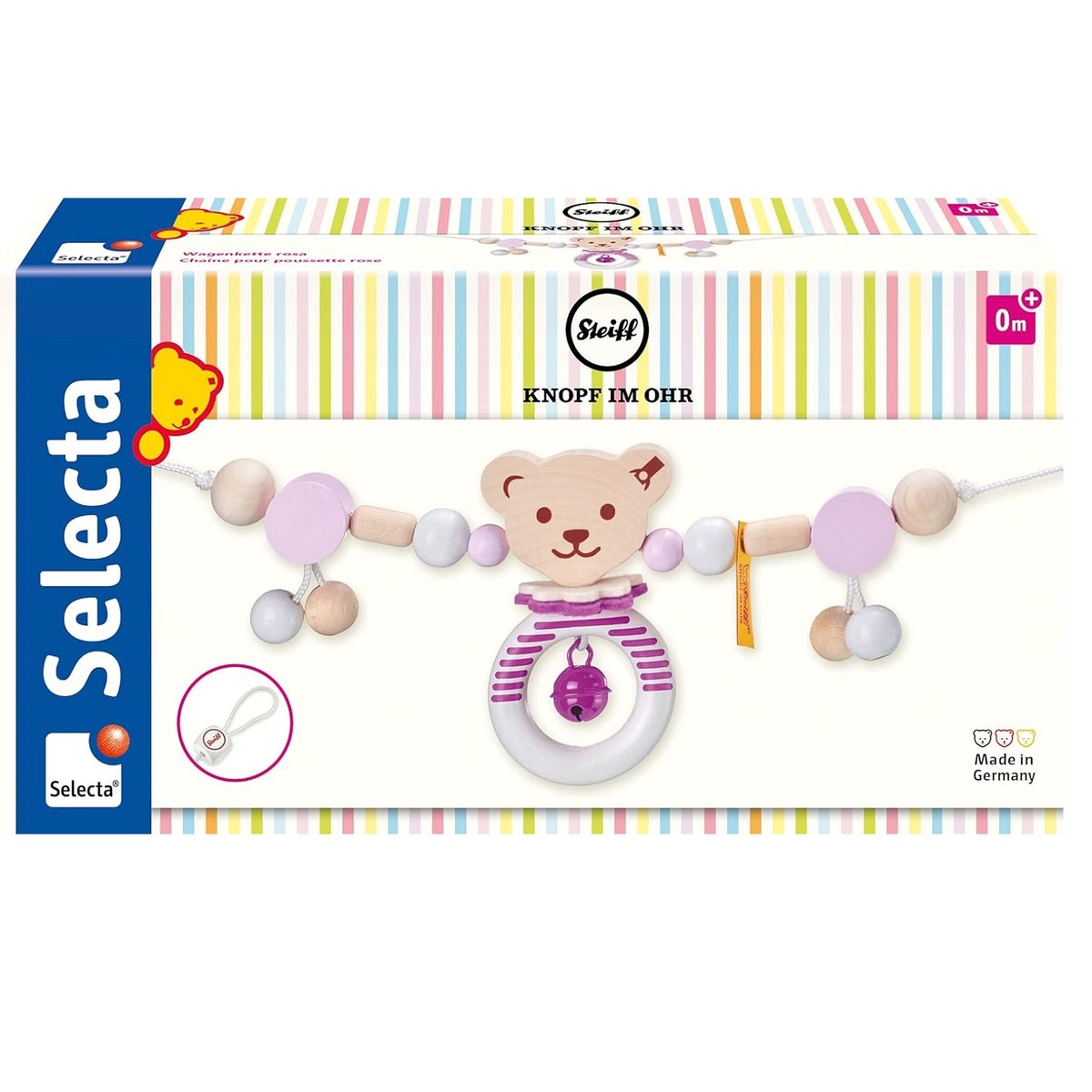 Chaîne pour poussette Ours Steiff rose, SELECTA