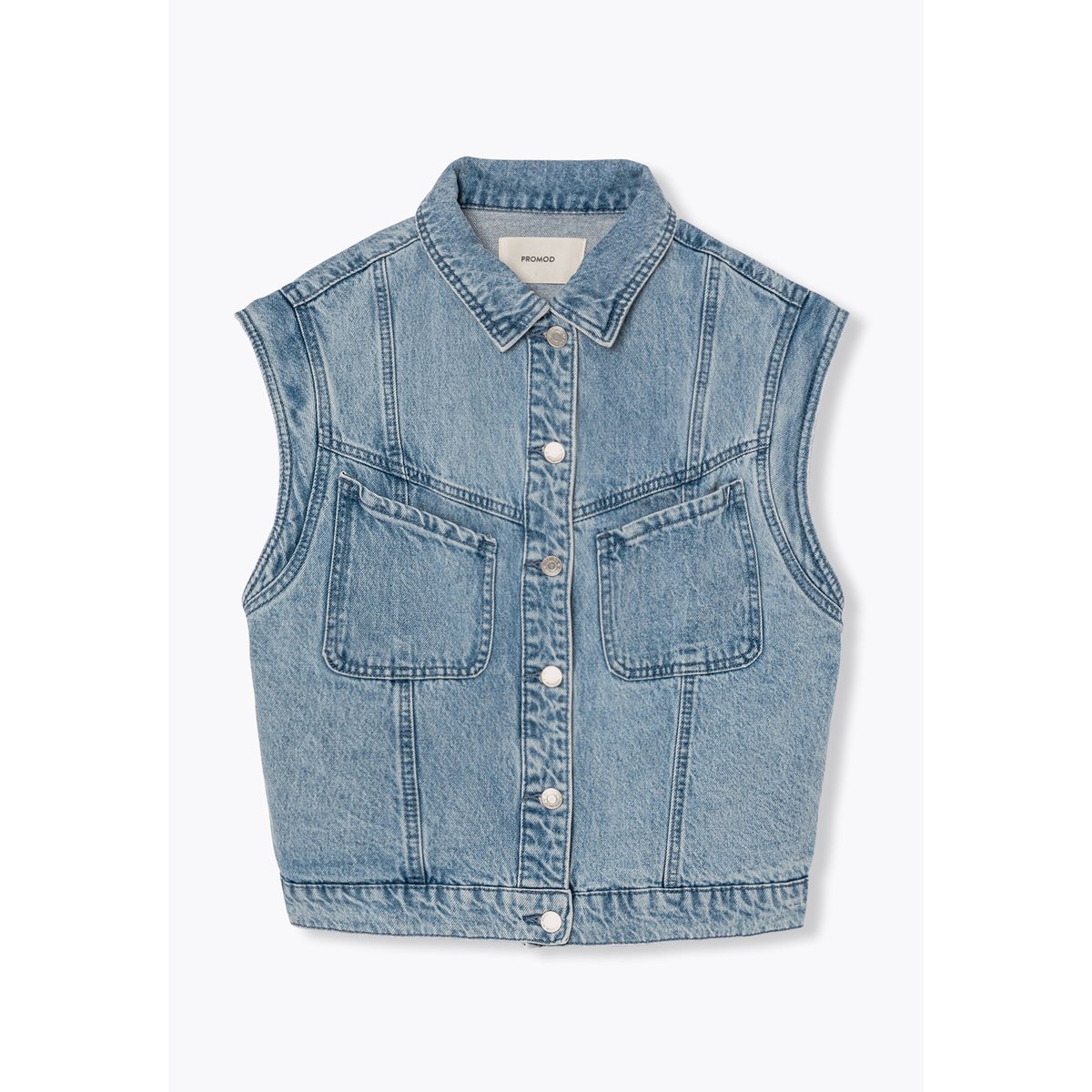Veste jean sans manches LEONIE jean clair, PROMOD