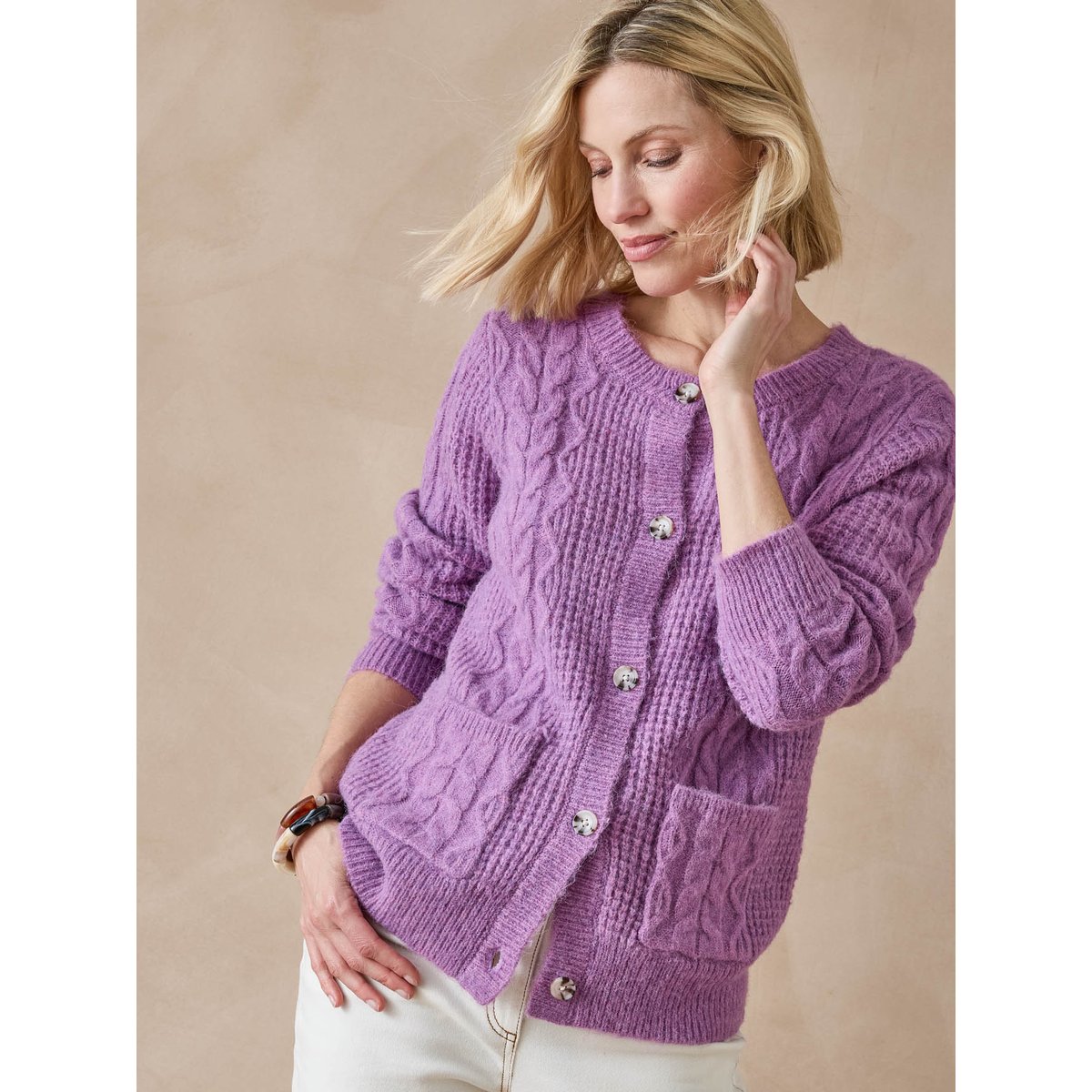 Gilet maille fantaisie violet, DAXON