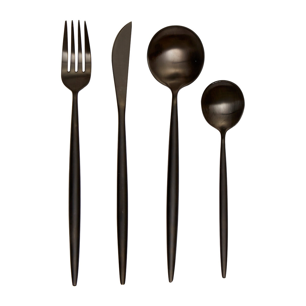 16-Piece Matte Black Stainless Steel Cutlery Set black, SO'HOME