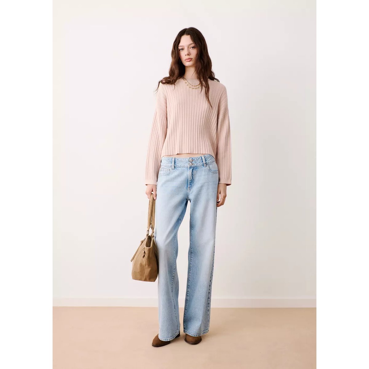 Pull-over maille côtelée rose pastel, MANGO TEEN
