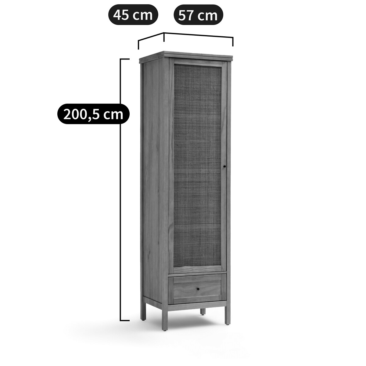 Armoire 1 porte pin massif et cannage, Gabin naturel, LA REDOUTE INTERIEURS