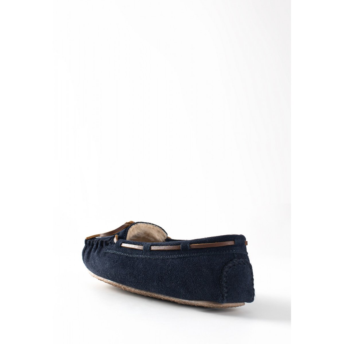 Mocassins en daim fourrés en laine CALLY bleu marine, MINNETONKA