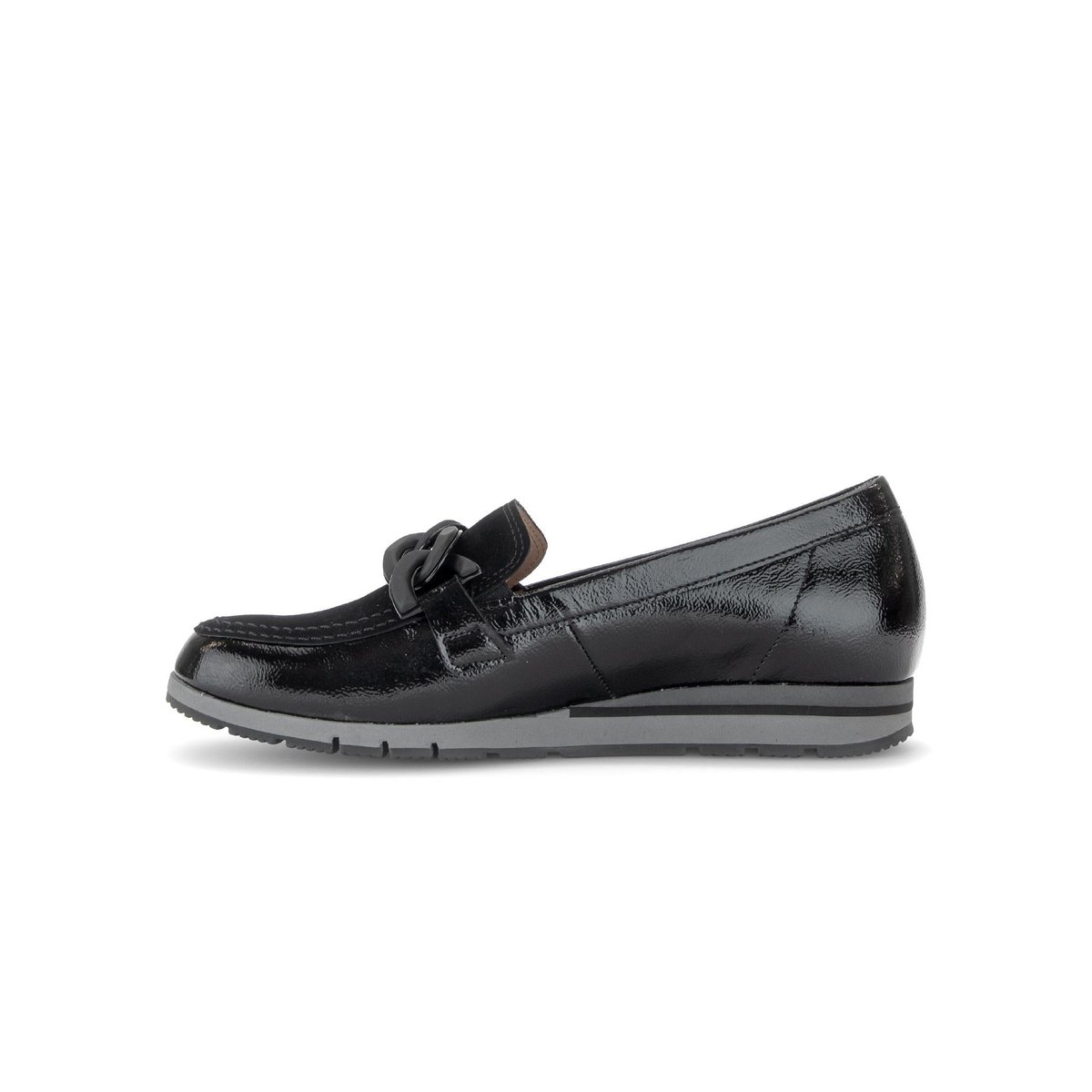 Mocassins en cuir à talon compensé noir, GABOR