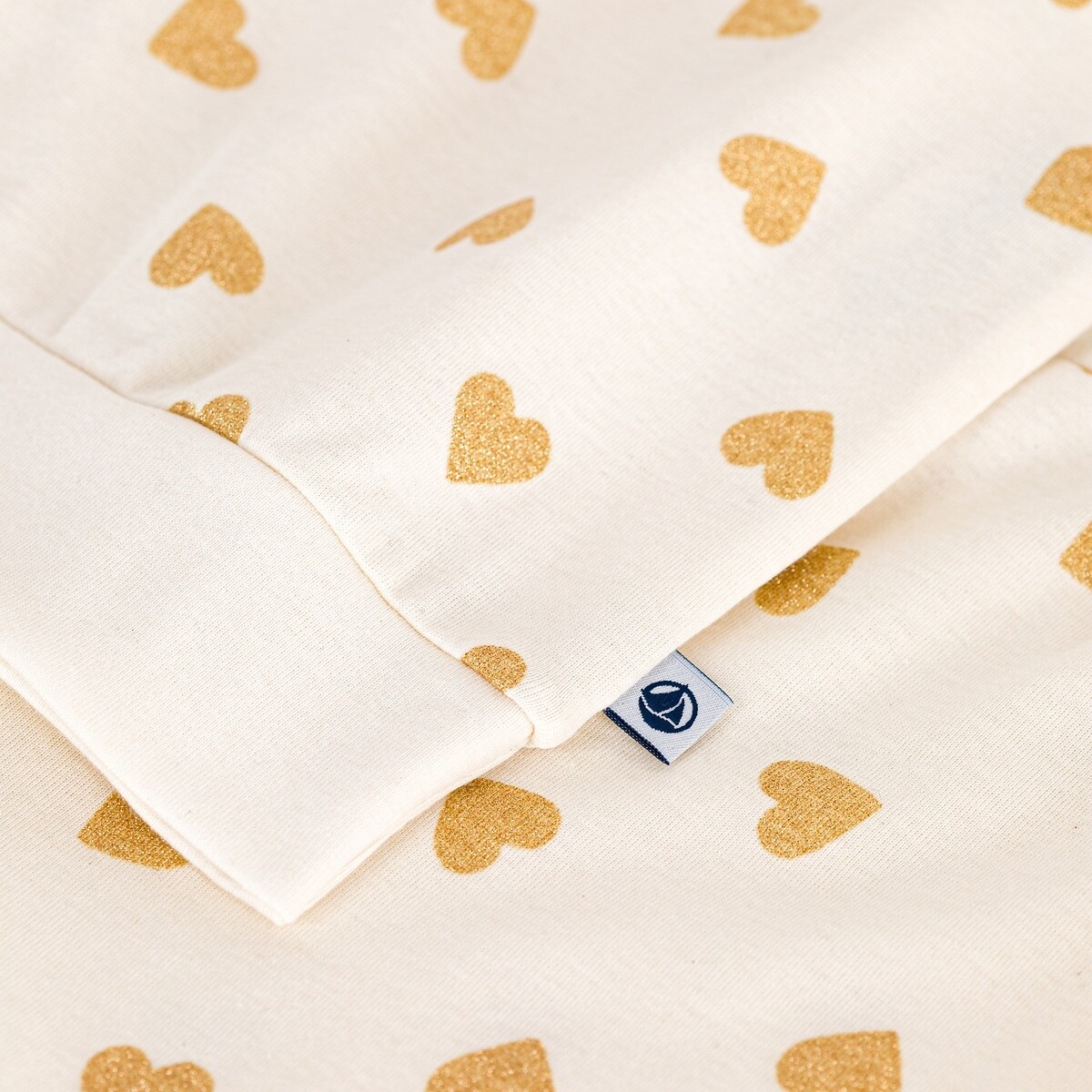 Pyjama imprimé cœurs dorés beige/doré, PETIT BATEAU