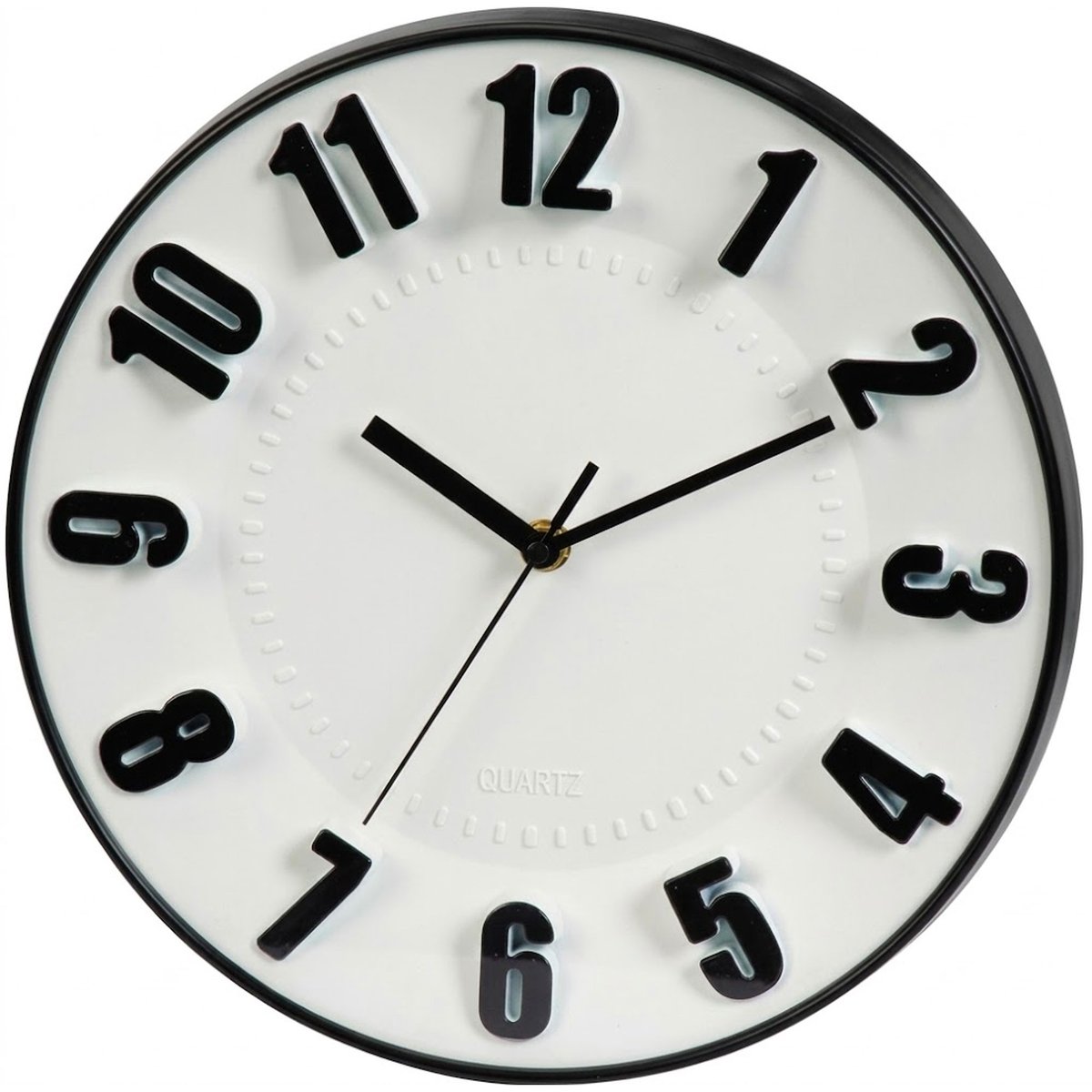 Horloge murale ronde noire et blanche 30x30x4.5cm beige, WADIGA