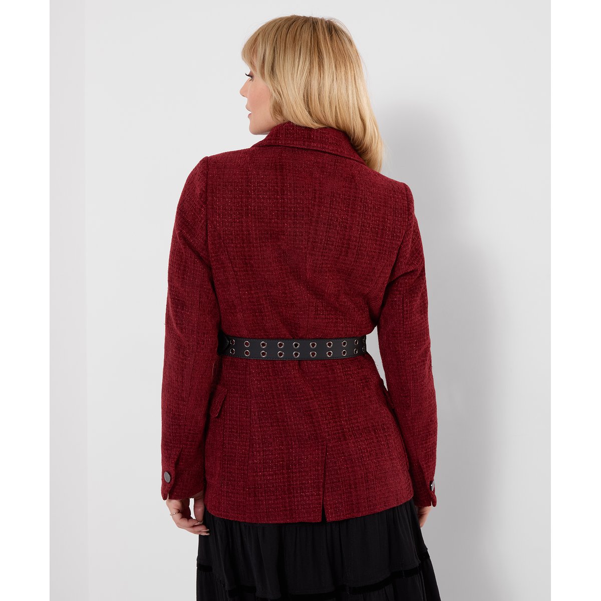 Manteau en Tweed Ceinturé Mabel rouge, JOE BROWNS