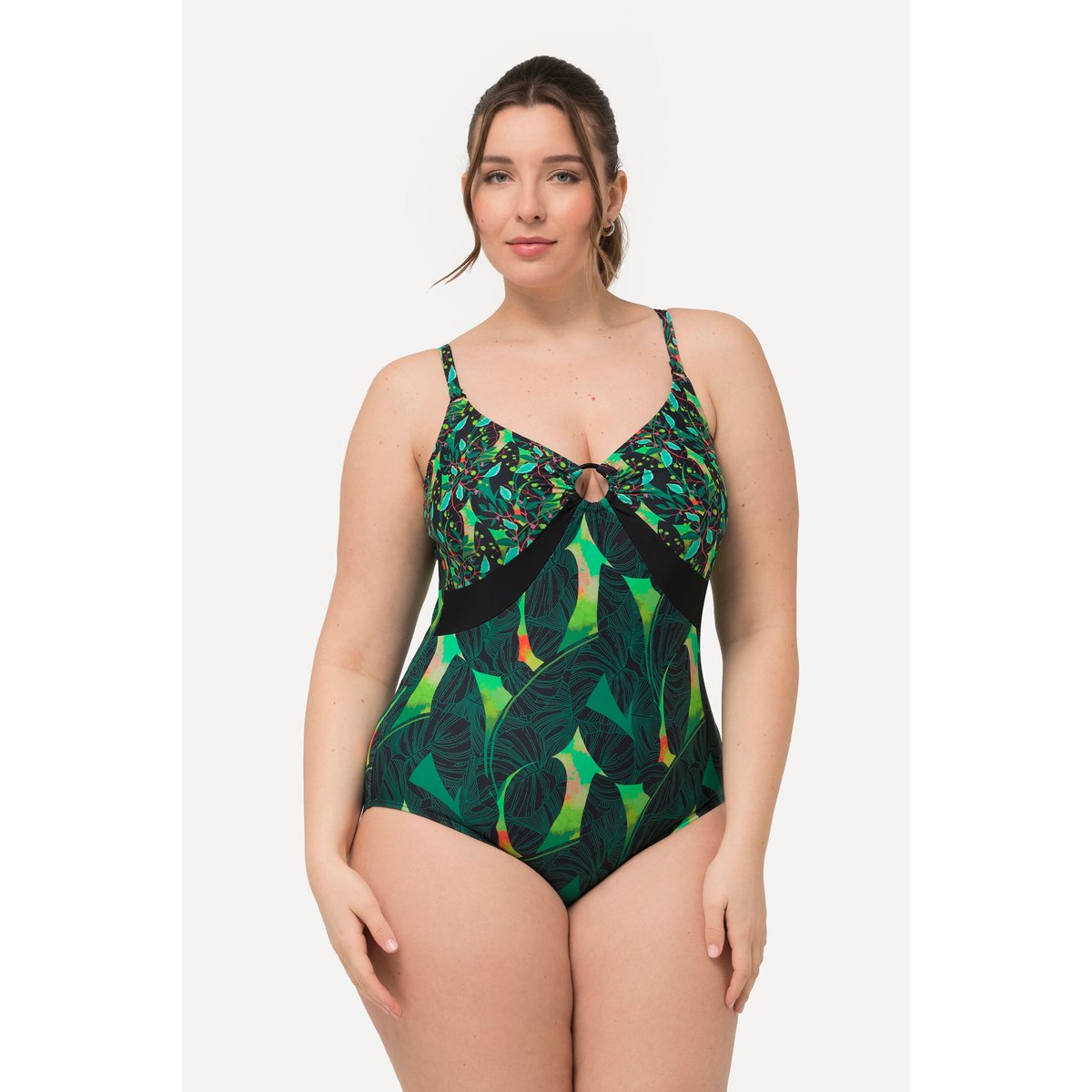 Maillot de bain à bonnets souples. Mélange noir, ULLA POPKEN
